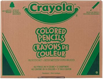 Crayola进口代理批发 Crayola 彩色铅笔班级装（462 克拉），散装彩色铅笔，14 种颜色，教师学校用品，适合 3 岁以上儿童