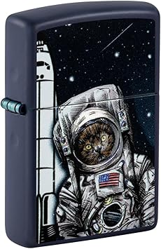 Zippo进口代理批发 Zippo Space Kitten 海军蓝哑光袖珍打火机