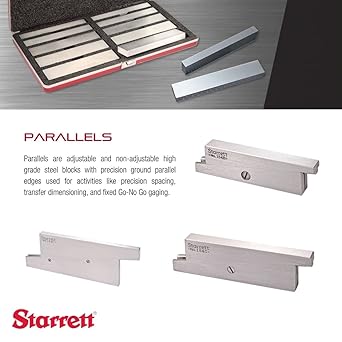 酷牌库|商品详情-Starrett进口代理批发 Starrett 可调节平行套件，用于布局、测量和检查工作 - 专业人士和家居装修的理想选择 - A、B、C、D 尺寸，9/32 英寸厚度，4 件装 - S154SZ