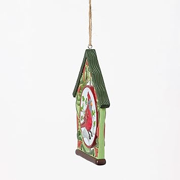 酷牌库|商品详情-Enesco进口代理批发 Enesco Jim Shore Heartwood Creek Cardinal Bird House 快乐明亮旋转悬挂装饰品，0.43 英寸，多色