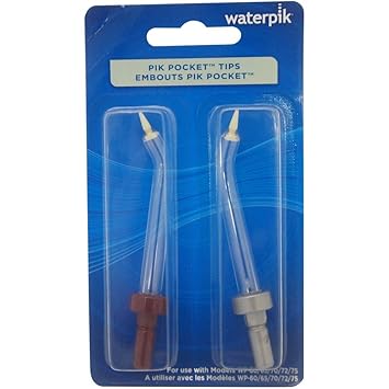 Waterpik进口代理批发 Waterpik Pik 口袋笔尖适用于 WP-60/65/70/72/75 型号，颜色可能有所不同 [PP-70E] 2 件（3 件装）