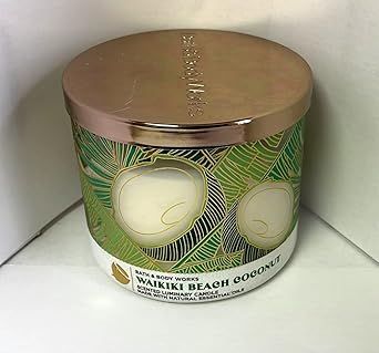 酷牌库|商品详情-Bath & Body Works进口代理批发 Bath & Body Works, 白色谷仓 3 芯蜡烛，含精油 - 14.5 盎司 - 2022 年春季香味（威基基海滩椰子）