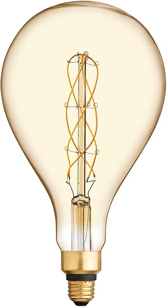 酷牌库|商品详情-GE进口代理批发 GE 复古风格 LED 灯泡，40 瓦，琥珀色表面，PS52 大梨形灯泡（1 件装）