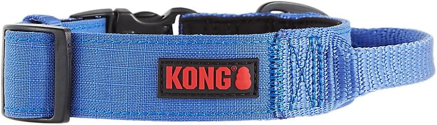 KONG进口代理批发 KONG 超耐用带衬垫舒适手柄狗项圈（中号，蓝色）