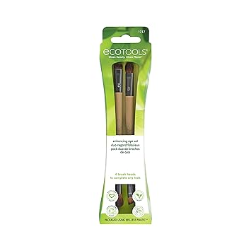 酷牌库|商品详情-EcoTools进口代理批发 EcoTools 增强眼部刷套装，适用于液体、霜状和粉状眼影及眼线笔涂抹的化妆刷，双面环保，合成刷毛，零残忍，2 件套