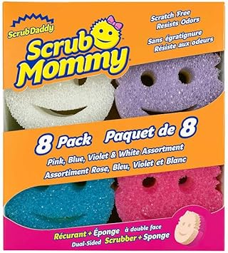 Scrub Daddy进口代理批发 Scrub Daddy Scrub Mommy 双面擦洗器和海绵，多件装 8 件