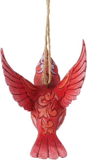 酷牌库|商品详情-Enesco进口代理批发 Enesco Jim Shore Heartwood Creek Caring Cardinals Bird in Flight 悬挂装饰品，3.75 英寸，红色