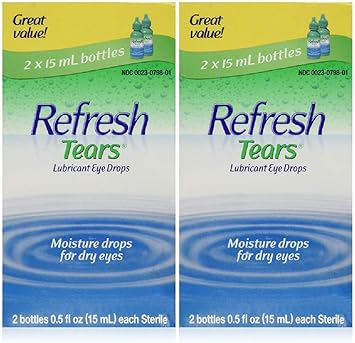 Refresh进口代理批发 Refresh Tears 润滑剂滴眼液，0.5 液量盎司（4 片）2X 双装