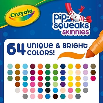 酷牌库|商品详情-Crayola进口代理批发 Crayola Pip-Squeaks Skinnies 可水洗记号笔（64 克拉），儿童迷你记号笔，着色记号笔，工艺用品，儿童节日礼物，3+