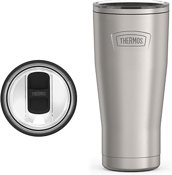 THERMOS进口代理批发 THERMOS ICON 系列不锈钢冷饮杯，带滑动锁，24 盎司，哑光不锈钢