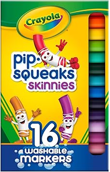 Crayola进口代理批发 Crayola 可水洗 Pip Squeaks Skinnies 记号笔（16 克拉），幼儿迷你记号笔，涂色书记号笔，儿童圣诞袜和礼品，3+