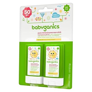 Babyganics进口代理批发 Babyganics - SPF 50+ 矿物防晒棒 - 0.47 盎司 - 2 件装