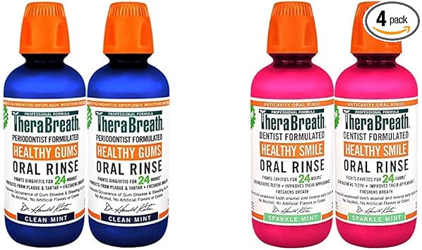 TheraBreath进口代理批发 TheraBreath 24 小时健康牙龈牙周病专家配制口腔冲洗液，16 盎司（2 件装） 24 小时健康微笑牙医配制口腔冲洗液，16 盎司（2 件装）