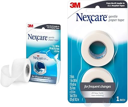 Nexcare进口代理批发 Nexcare 温和纸胶带分配器，医用胶带，1 英寸 x 10 码 - 1 个分配器 + 2 卷 Nexcare 温和纸胶带，医用胶带，1 英寸 x 10 码