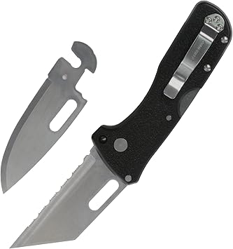 Cold Steel进口代理批发 Cold Steel Click N Cut 文件夹耐用狩猎和徒步钢 5 盎司紧凑型 7 英寸长折叠刀，带强力锁和 2 个可互换刀片