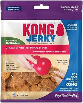 KONG进口代理批发 KONG 肉干 - 用于精神刺激玩具的狗零食 - 用于填充玩具的狗用品 - 两餐之间的健康宠物零食 - 全天然谷物和无麸质狗零食 - 适合中型至超大号 KONG