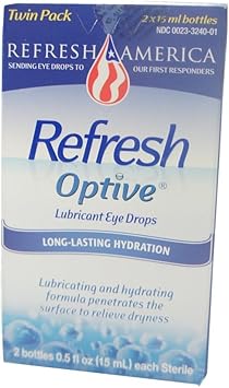 Refresh进口代理批发 Allergan Optive 润滑剂滴眼液，2 瓶0.5 液量盎司（15 毫升）