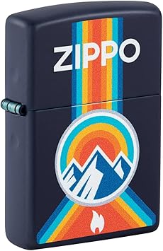 Zippo进口代理批发 Zippo 男女通用成人户外打火机，海军蓝哑光山地户外标志