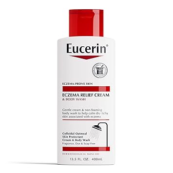 Eucerin进口代理批发 Eucerin 湿疹缓解霜沐浴露，湿疹沐浴露含胶态燕麦片、神经酰胺 3 和甘草根提取物，13.5 液体盎司瓶装