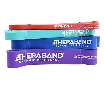 酷牌库|商品详情-Theraband进口代理批发 THERABAND 高阻力带，4 件套弹性超级带，用于提高灵活性、损伤康复和全身锻炼，用于运动的重型弹力带，轻型、中型、重型、超重型带