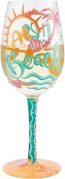 酷牌库|商品详情-Enesco进口代理批发 Enesco Lolita Designs Life is Better at the Beach 手绘工匠酒杯，15 盎司，多色