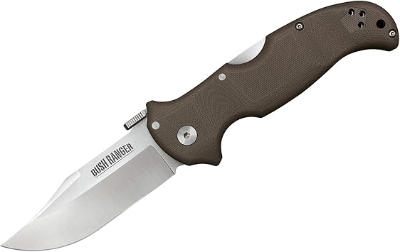 Cold Steel进口代理批发 COLD STEEL Bush Ranger 3.5 英寸 S35VN 锋利刀片 4.875 英寸 G10 易于握持手柄日常携带狩猎折叠刀带 Tri-Ad 锁