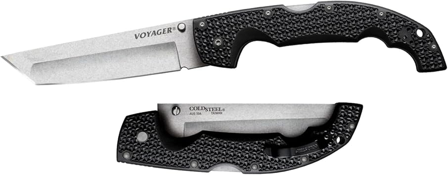 酷牌库|商品详情-Cold Steel进口代理批发 COLD STEEL XL Voyager 5.5 英寸 AUS10A Tanto Point 锋利刀片 6.75 英寸 Griv-Ex 手柄日常携带战术折叠刀带 Tri-Ad 锁