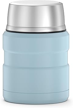 酷牌库|商品详情-THERMOS进口代理批发 THERMOS ICON 真空隔热食品罐，带勺子，16 盎司，哑光粉蓝色