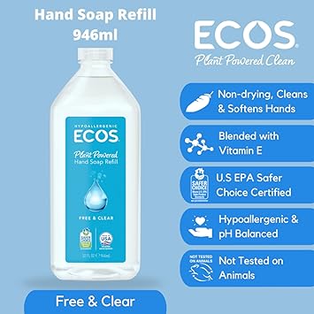 酷牌库|商品详情-ECOS进口代理批发 ECOS Supercharged Squeaky Clean：免费透明补充装洗手液（2 件装）|强调清洁力和友好性