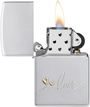 酷牌库|商品详情-Zippo进口代理批发 Zippo Love Design 缎面镀铬袖珍打火机