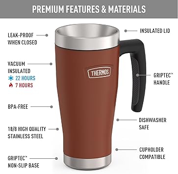 酷牌库|商品详情-THERMOS进口代理批发 THERMOS，ICON 系列，不锈钢马克杯，马鞍形，16 盎司