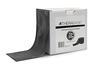 酷牌库|商品详情-Theraband进口代理批发 THERABAND 阻力带，50 码卷专业乳胶弹力带，适用于上半身和下半身及核心锻炼、物理治疗、普拉提、家庭锻炼、康复、黑色、特重、高级 1 级