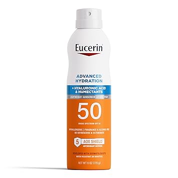 Eucerin进口代理批发 Eucerin Advanced Hydration SPF 50 防晒喷雾，轻质防晒乳液喷雾，防过敏，不含香料和酒精，6 液体盎司喷雾瓶