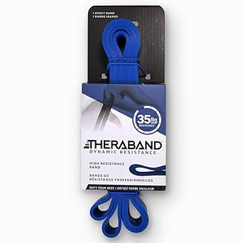 酷牌库|商品详情-Theraband进口代理批发 THERABAND 高阻力带，用于提高灵活性、损伤康复和全身锻炼的弹性超级带，用于举重的重型弹力带，重型，蓝色，35 磅。反抗