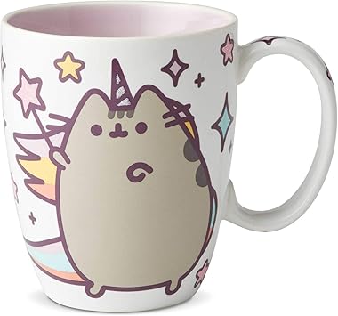 酷牌库|商品详情-Enesco进口代理批发 Enesco Pusheen 我们的名字是 Mud Pusheenicorn 咖啡，12 盎司。炻器马克杯，1 件（1 件装），多色