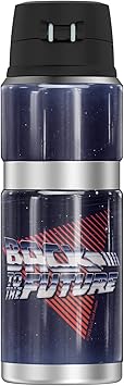 酷牌库|商品详情-THERMOS进口代理批发 回到未来 Delorian Chrome 徽标 THERMOS STAINLESS KING 不锈钢饮料瓶，真空绝缘和双层，24 盎司