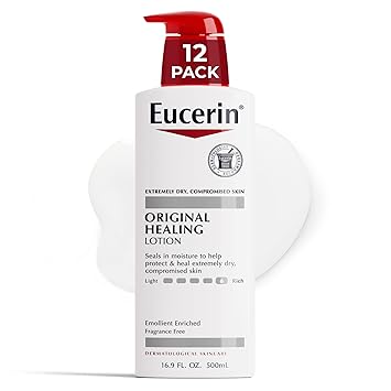 Eucerin进口代理批发 Eucerin 原创治愈丰润身体乳液，适合干性皮肤的身体乳液，16.9 液体盎司泵瓶（12 件装）