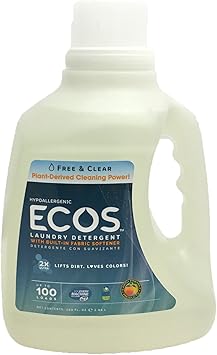 ECOS进口代理批发 ECOS 低过敏洗衣粉，免费且透明，100 次装，100 盎司，瓶装，出自 Earth Friendship Products