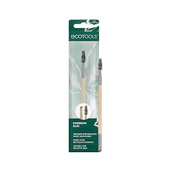 EcoTools进口代理批发 EcoTools 两用眉刷，驯服、塑造和填充眉毛，多用途，适用于眉胶、眉粉和眉膏，双头线轴和斜角眉刷，环保、零残忍，纯素，1 支