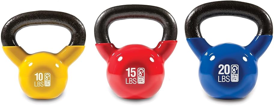 GoFit进口代理批发 GoFit Ultimate Kettlebell Fit 3 件装 - 10 磅、15 磅、20 磅