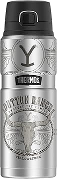 THERMOS进口代理批发 Yellowstone 官方 Yellowstone Dutton Ranch THERMOS STAINLESS KING 不锈钢饮料瓶，真空隔热和双层，24 盎司