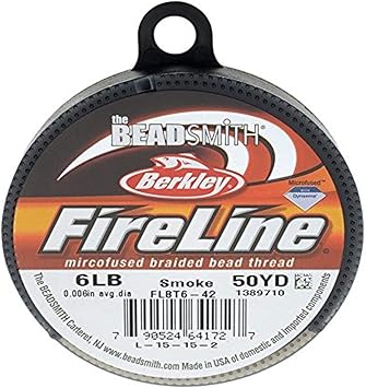 The Beadsmith进口代理批发 FireLine 编织串珠线，6 磅测试，0.006 厚，50 码，烟灰色