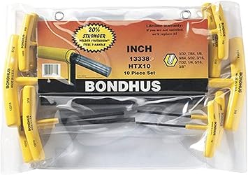 Bondhus进口代理批发 Bondhus 13338 六角 T 形手柄 10 件套，尺寸 3/32-3/8"