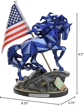 酷牌库|商品详情-Enesco进口代理批发 Enesco Trail of Painted Ponies Wild Blue Remembering 9/11 小雕像，9.5 英寸高 x 3.75 英寸宽 x 8.25 英寸长，多色