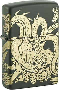 Zippo进口代理批发 Zippo Dragon Design 绿色哑光袖珍打火机