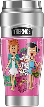 THERMOS进口代理批发 Flintstones Wilma And Betty THERMOS 不锈钢 KING 不锈钢旅行杯，真空隔热，双层，16 盎司