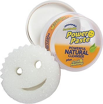 Scrub Daddy进口代理批发 Scrub Daddy PowerPaste 套装 - 粘土清洁和抛光磨砂膏 - 用于油脂、水垢等的无毒清洁膏 - 包括 1 个磨砂妈咪海绵（2 块）