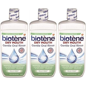 Biotene进口代理批发 Biotene 保湿口腔冲洗液，温和薄荷味 16 盎司（3 件装）