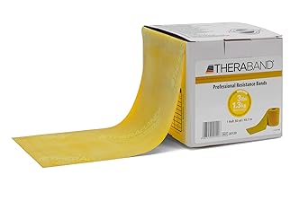 酷牌库|商品详情-Theraband进口代理批发 THERABAND 阻力带，50 码卷专业乳胶弹力带，适用于上半身和下半身和核心锻炼、物理治疗、普拉提、家庭锻炼和康复，黄色，薄型，初学者 2 级