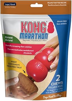 KONG进口代理批发 KONG Marathon - 大型狗玩具耐嚼零食 - 花生酱味，无谷物 - 2 包